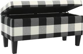 img 2 attached to 🪑 Large Black Buffalo Plaid Hinged Lid Upholstered Rectangular Storage Ottoman Bench by HomePop