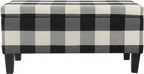 img 1 attached to 🪑 Large Black Buffalo Plaid Hinged Lid Upholstered Rectangular Storage Ottoman Bench by HomePop