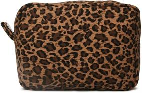 img 2 attached to 🐆 Stylish Leopard Cosmetic Bags: Large Brown Cheetah Canvas Makeup Bag for Versatile Travel with Lightweight Design - Perfect Toiletry Purse for Women & Men, Ideal Organizer & Gift