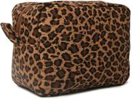 🐆 stylish leopard cosmetic bags: large brown cheetah canvas makeup bag for versatile travel with lightweight design - perfect toiletry purse for women & men, ideal organizer & gift logo