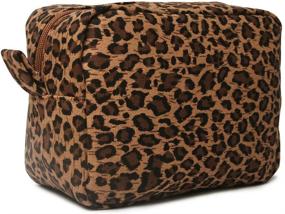 img 4 attached to 🐆 Stylish Leopard Cosmetic Bags: Large Brown Cheetah Canvas Makeup Bag for Versatile Travel with Lightweight Design - Perfect Toiletry Purse for Women & Men, Ideal Organizer & Gift