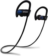 🎧 senso bluetooth headphones: ipx7 waterproof wireless sports earphones with mic, hd stereo sweatproof earbuds for gym running, 8 hour battery life, noise cancelling headsets (black blue) logo