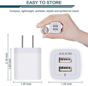 img 3 attached to 🔌 AILKIN USB Зарядное устройство для настенной розетки, 2-портовое быстрое зарядное устройство 2.1Amp для iPhone SE/11 Pro Max/8/7/6S/6S Plus/6 Plus/6, Samsung Galaxy S7/S6/S5 Edge, LG, HTC, Huawei, Moto, Kindle