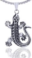 🦎 xusamss punk rock lizard pendant necklace, titanium steel with 24" link chain logo