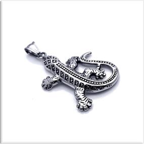 img 2 attached to 🦎 Xusamss Punk Rock Lizard Pendant Necklace, Titanium Steel with 24" Link Chain