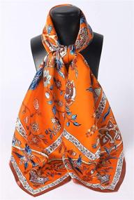 img 1 attached to 🧣 Стильный и универсальный: Женский шарф Extra Large Orange Grace Scarves - необходимый аксессуар для женских шарфов и палантинов.