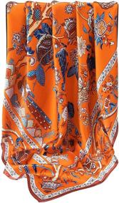 img 2 attached to 🧣 Стильный и универсальный: Женский шарф Extra Large Orange Grace Scarves - необходимый аксессуар для женских шарфов и палантинов.