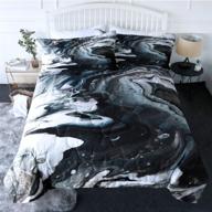 blessliving marble comforter set - modern black & white bedding sets queen with comforter – 3 piece abstract grunge marble pattern bedspreads (full/queen) logo