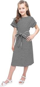 img 3 attached to 👗 Stylish and Comfortable KYMIDY Girls Striped Casual Fall Dress for Ages 7-16