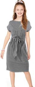 img 4 attached to 👗 Stylish and Comfortable KYMIDY Girls Striped Casual Fall Dress for Ages 7-16