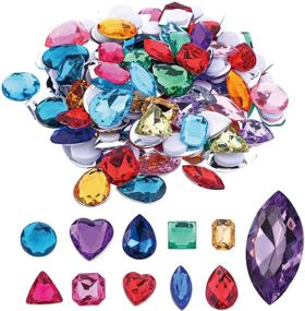 img 4 attached to 💎 110 Pack of Jumbo Bling Crystal Gem Stickers - Self Adhesive Craft Jewels in Assorted Shapes and Colors - Rhinestone Stickers for Arts, Crafts, and DIY Projects