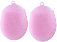 muydz dishwasher pot brush kitchen silicone multifunctional cleaning brush pack of 2 - food-grade, pink color logo