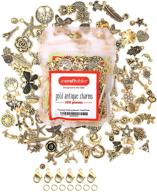 🔐 incraftables gold charms 100pcs + 15pcs clasps & rings: perfect antique metal pendants for diy bracelets, keychains, and jewelry making. bulk assorted charm set for bangle & crafting supplies! logo