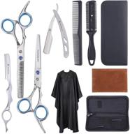 marhaba as 10-piece professional haircutting scissors kit for men and women - hair shears for home and salon with stainless steel blades, cape, and feather razor logo