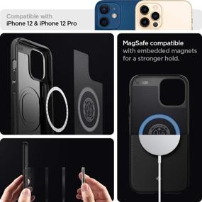 img 1 attached to 🔌 Spigen Mag Armor Compatible with MagSafe iPhone 12 Case (2020) / iPhone 12 Pro Case (2020) - Magnetic Charger Compatible, Matte Black