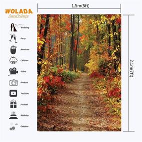 img 3 attached to 🍁 WOLADA 5x7FT Autumn Natural Landscape Photo Backdrop: Forest Trail with Red Maple Leaf - Perfect for Outdoor Parties, Home Decor, and Studio Photography Props 11110