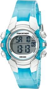 img 4 attached to Timex Marathon Unisex Digital Watch, 🕰️ T5K817 - Mid-Size Light Blue/Silver Resin Strap