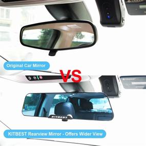 img 2 attached to Универсальное антибликовое зеркало заднего вида для автомобиля KITBEST - панорамное зеркало заднего вида с широким углом обзора - на зажим - выпуклое зеркало для автомобилей, внедорожников и грузовиков (11,8 дюймов в длину X 2,9 дюйма в высоту).