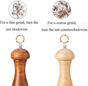 img 1 attached to LYUSan Oak Wooden Salt and Pepper Mill Set - Ceramic Rotor with Adjustable Coarseness - 5 inch - Pack of 2