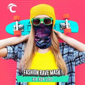 img 3 attached to 🌈 CUIMEI Face Bandanas Mask Neck Gaiter for Women - Seamless Headwear Tube Scarf for Rave, Music Festival, Party, Sun UV Protection