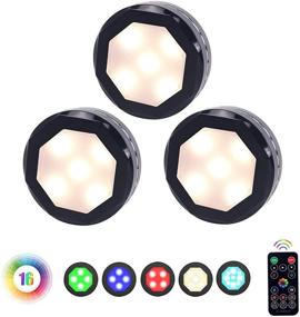 img 4 attached to 🔦 UYICOO Closet Lights Under Cabinet Lighting: 16-Color RGB Wireless LED Puck Lights for Home Kitchen Closet - Set of 3 (Black)