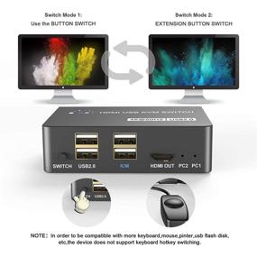 img 1 attached to 🔀 Yeemie HDMI KVM переключатель: 2 порта USB переключатель 4K @ 60 Гц HDMI переключатель для общего использования компьютерной клавиатуры и мыши (черный)