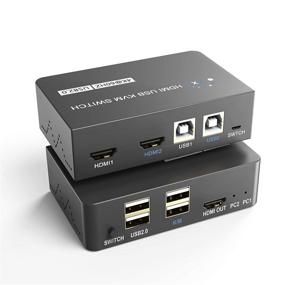 img 4 attached to 🔀 Yeemie HDMI KVM переключатель: 2 порта USB переключатель 4K @ 60 Гц HDMI переключатель для общего использования компьютерной клавиатуры и мыши (черный)