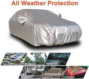 img 1 attached to 🚗 Protect Your Sedan with the Coverado Deluxe Car Cover: Waterproof, Windproof Straps, & Door Zipper – Perfect Fit for 170-190" Length All-Season Weather-Proof, with Built-in Storage Bag