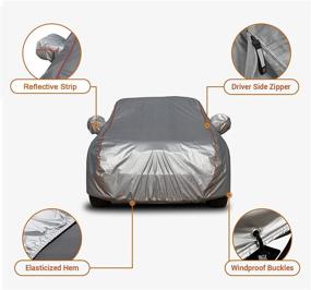 img 3 attached to 🚗 Protect Your Sedan with the Coverado Deluxe Car Cover: Waterproof, Windproof Straps, & Door Zipper – Perfect Fit for 170-190" Length All-Season Weather-Proof, with Built-in Storage Bag