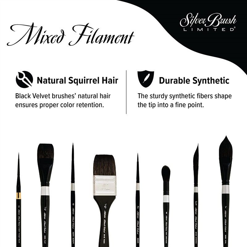 Black Velvet Oval Wash 3/4 by Silver Brush - Brushes and More