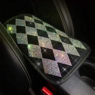 sparkling crystal center console cover, universal armrest pad protector with diamond decor for women's car accessories (fsd-lx) logo