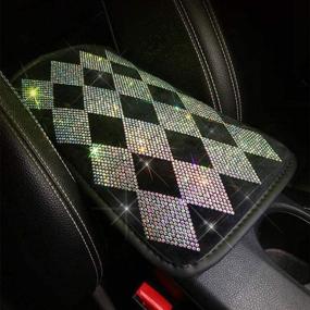 img 4 attached to Sparkling Crystal Center Console Cover, Universal Armrest Pad Protector with Diamond Decor for Women's Car Accessories (FSD-LX)