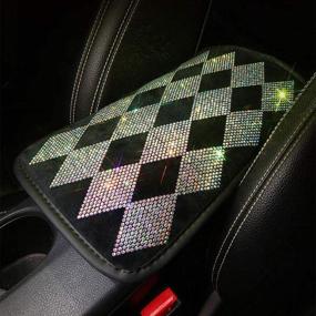 img 1 attached to Sparkling Crystal Center Console Cover, Universal Armrest Pad Protector with Diamond Decor for Women's Car Accessories (FSD-LX)