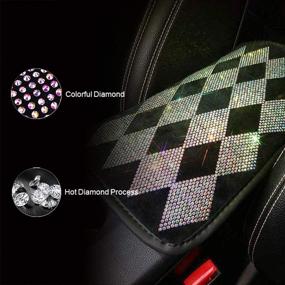 img 3 attached to Sparkling Crystal Center Console Cover, Universal Armrest Pad Protector with Diamond Decor for Women's Car Accessories (FSD-LX)