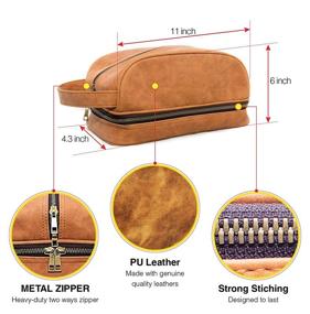 img 2 attached to 🧳 Chillax Vintage Brown Men's Leather Travel Toiletry Bag - Stylish Dopp Kit for Traveling, Premium Shaving Wet Pack for Toiletries and Body Hygiene Accessories