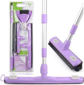 img 4 attached to Anoda 2 Pack Push Broom Set: 17 inch Shower Floor Squeegee Broom, 13 inch Rubber Broom Pet Hair Carpet Rake & 59 inch Handle. Kitchen Broom and Dustpan Set with Microfiber Cloth.