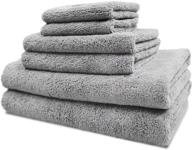 🛁 polyte oversize 60x30 quick dry lint free microfiber bath towel set - 6 piece gray logo