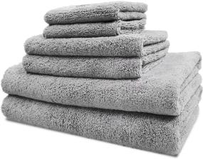 img 4 attached to 🛁 Polyte Oversize 60x30 Quick Dry Lint Free Microfiber Bath Towel Set - 6 Piece Gray