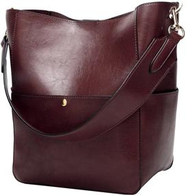 img 4 attached to Stylish Womens Handbag: Soft Leather Tote Bag with Large Capacity - Bucket Shoulder Bag