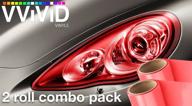 🔴 enhance and protect with vvivid red gloss vinyl headlight foglight transparent wet tint wrap - self-adhesive, 12"x24", pack of 2 rolls logo