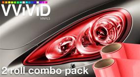 img 3 attached to 🔴 Enhance and Protect with VViViD Red Gloss Vinyl Headlight Foglight Transparent Wet Tint Wrap - Self-Adhesive, 12"x24", Pack of 2 Rolls