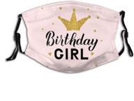 🎁 pink birthday girl face mask with 2 filters - breathable & adjustable, gift for men, women, and teenagers - outdoor and indoor balaclava mask logo