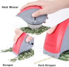 img 3 attached to 🔪 KITCHENDAO 3-in-1 Herb Mincer-Roller Cutter: Retractable Blade for Safe Storage, Detachable for Easy Cleaning, Soft-touch Handle, 4 Sharp Stainless Steel Blades