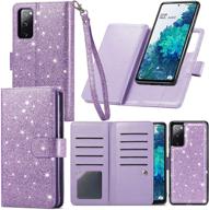 📱 varikke samsung s20 fe case wallet with 9 card holders, magnetic detachable cover, kickstand & lanyard strap - glitter pu leather flip case for galaxy s20 fe in purple logo