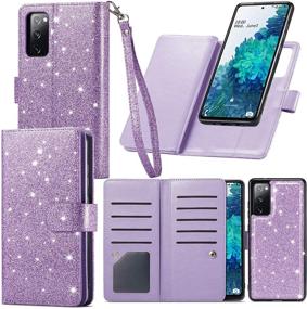 img 4 attached to 📱 Varikke Samsung S20 FE Case Wallet with 9 Card Holders, Magnetic Detachable Cover, Kickstand & Lanyard Strap - Glitter PU Leather Flip Case for Galaxy S20 FE in Purple