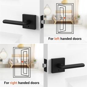 img 2 attached to 🔒 Ohuhu 2 Pack Matte Black Door Knobs with Modern Slim Square Design for Bathroom Privacy - Interior Door Handles with Bedroom Door Locks in Satin Zinc