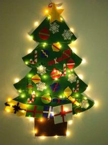 img 4 attached to 🎄 BURST 3.2 Ft Felt Wall Hanging Christmas Trees Set: Festive Xmas Ornaments with 50 LED Lights!