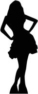 enhanced graphics life-size woman in skirt silhouette cardboard cutout standup logo