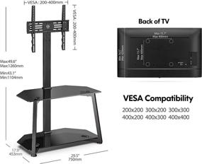 img 2 attached to 📺 FITUEYES Universal Corner TV Floor Stand - Adjustable Height Entertainment Center for 23-55 Inch TVs with Cable Management and Tempered Glass Stand