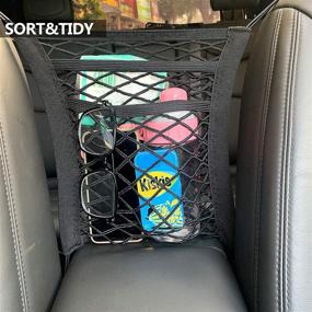 img 3 attached to 🐶 TRIFOOT 3 Layer Dog Car Barrier: Secure Backseat Barrier for Dogs & Kids, Elastic Car Net for Ultimate Safety, Plus Bonus Purse Holder!